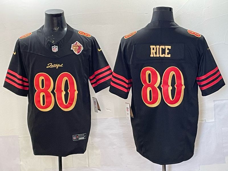 Men 2025 San Francisco 49ers #80 Rice black 5th generation Nike Limited NFL Jersey style  0016